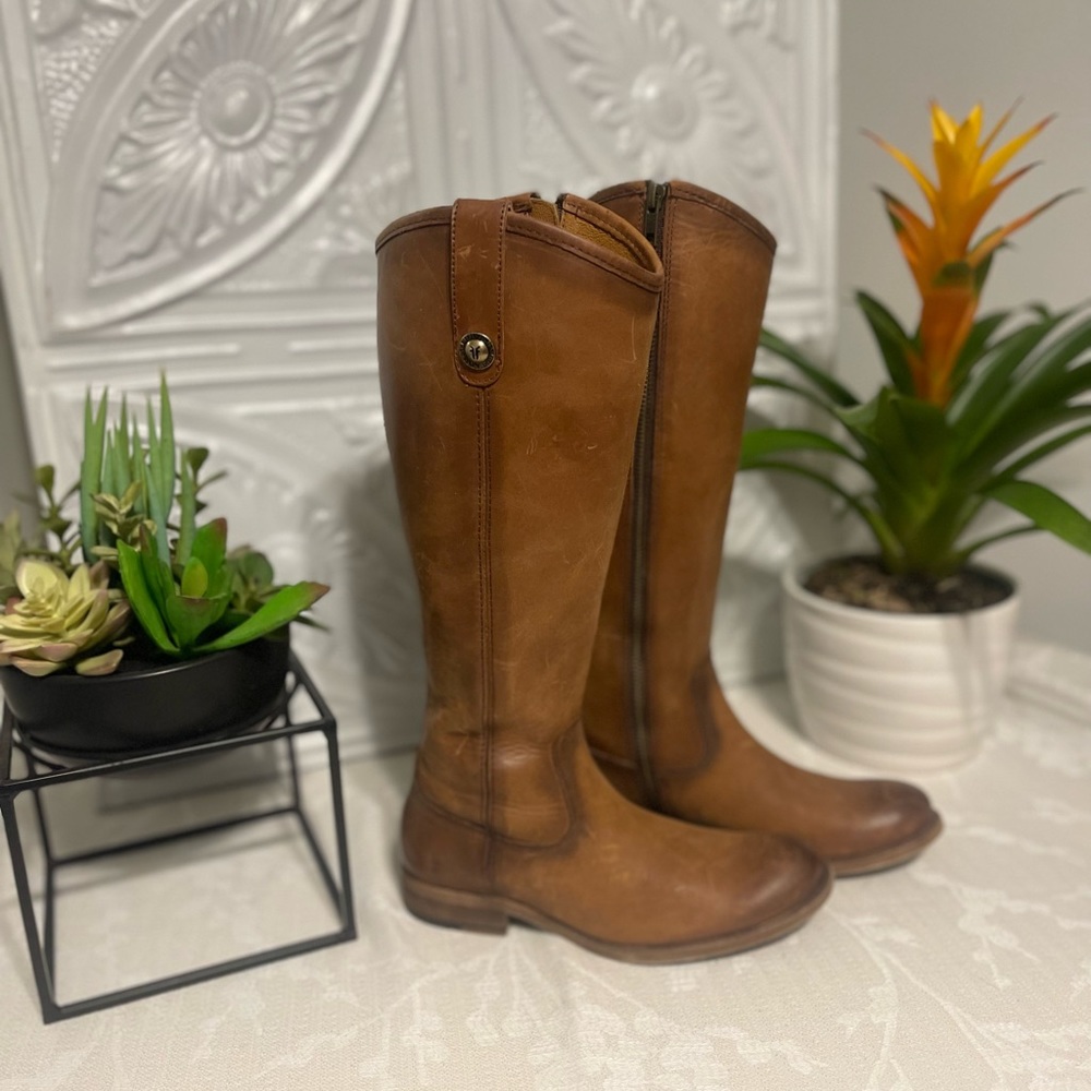 Frye Size 6 tall leather brown boot